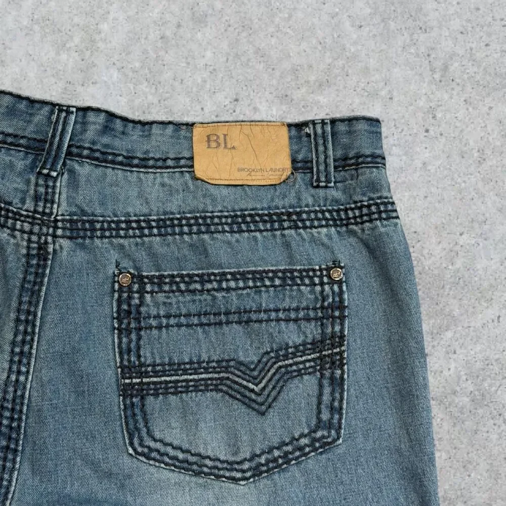 Brooklyn Laundry Embroidered Blue Jean Shorts Jorts